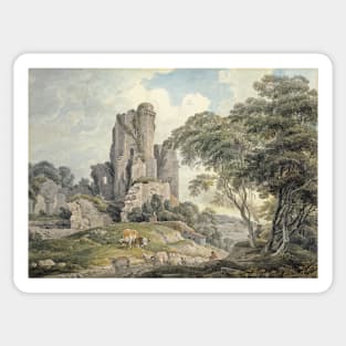 Old Castle Ruins Watercolor Painting Sticker